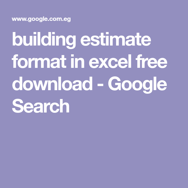 Building Estimate Format In Excel Free Download